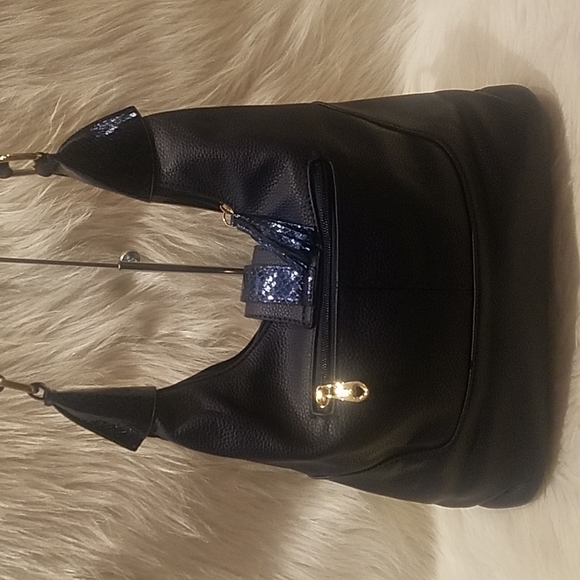 NAVY DECORATIVE RHINESTONE HOBO HANDBAG - Picture 4 of 7